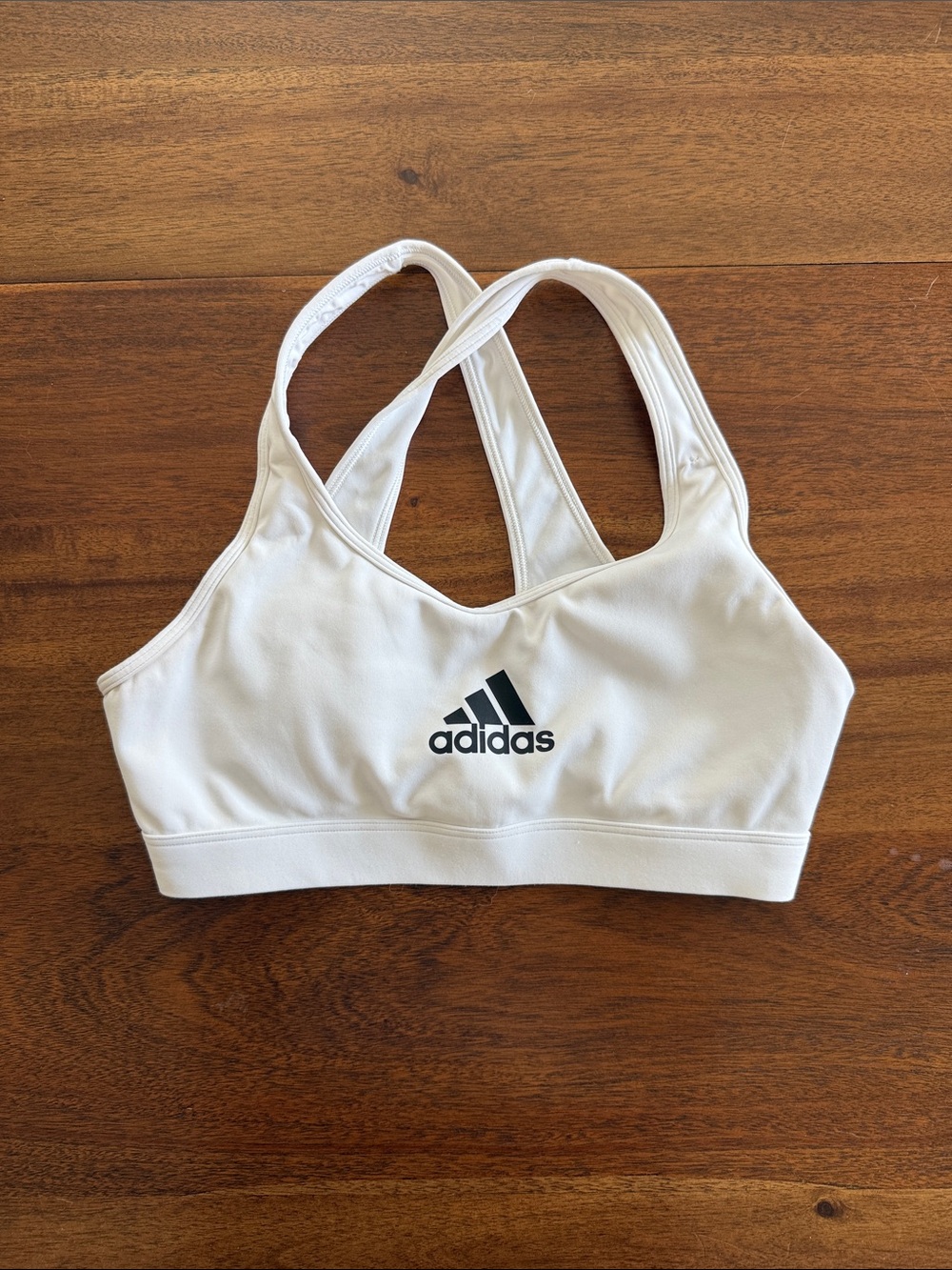 adidas White Sports Bra with Black Logo